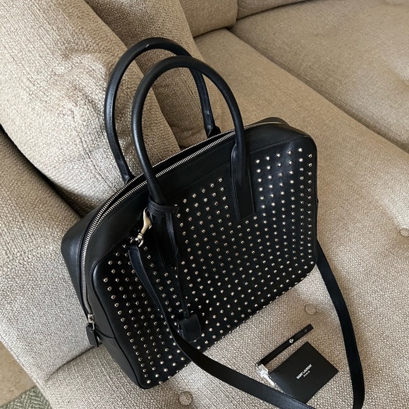 Saint Laurent YSL Sac Museum Black Studded Crossbody Bag NWT - Picture 3 of 16